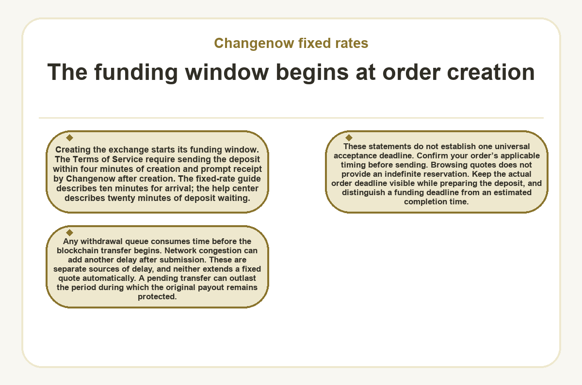 Changenow fixed rates - The funding window begins at order creation - illustration